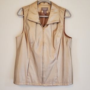 Chico's Gold Metallic Zipper Vest Size 1